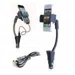 Wholesale Car Mount Holder with USB Charger (Long Black)